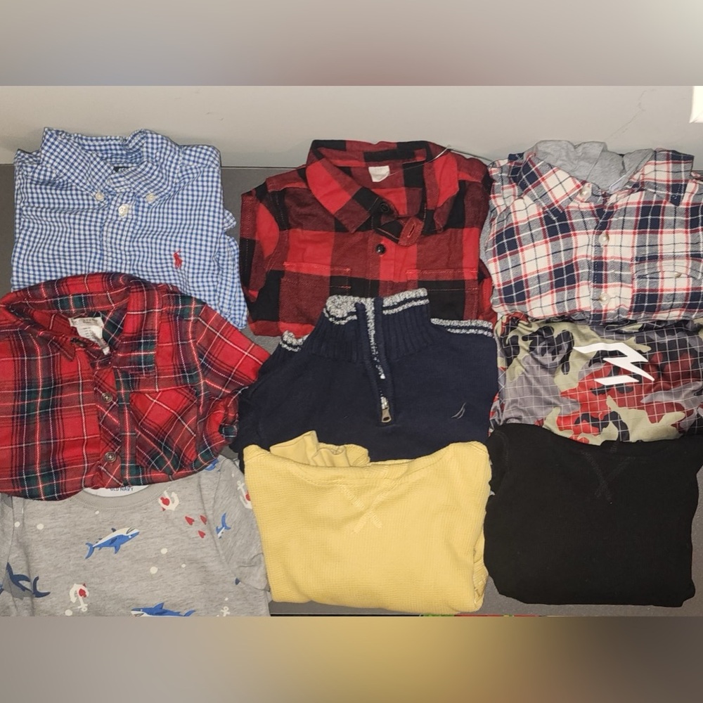 9 Gently Used Boys Tops sz 3T